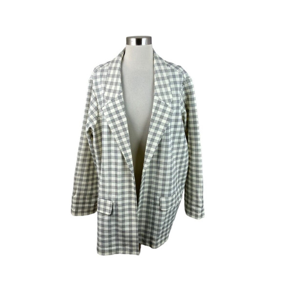 Liverpool NEW Womens Boyfriend Blazer w/ Princess Darts Black Ivory Plaid 3X - Picture 1 of 4